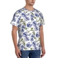 thumbnail image 2 of Bixox Men's Blue Flax Flowers Printed Short Sleeve Skinny Athletic T-Shirt, 2 of 6