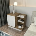 thumbnail image 5 of Rena XL Nightstand Mid-Century Modern Bedside Table with 2 Storage Drawers and Open Wood Shelves, Large Side Table for Bedroom Living Room White Walnut Finish, 5 of 7