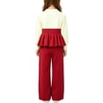thumbnail image 6 of ITSAME Girls 2-Piece Long Sleeve Peplum Top and Pants Set Fall Winter Casual Knit Clothing Outfit Wine Size 7, 6 of 7