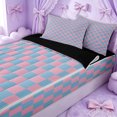 thumbnail image 3 of Erosebridal Kawaii Checkered Zipper Twin Comforter Sets with Fitted Sheet and 2 Pillowcases for Girls, Pink Blue Square Grid Zipper Bedding Set, Black Reversible, 4-Piece, 3 of 7