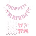 thumbnail image 4 of KAKOWELY 1 juego de banderines con lazos para fiestas, decoraciones colgantes con espirales para cumpleaños de niñas, linda guirnalda de lazos de papel para fiestas de cumpleaños., 4 of 4
