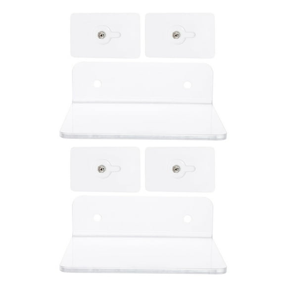 2pcs Punch-free Floating Shelf Acrylic Transparent Shelf Wall-mounted Display Rack