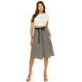 thumbnail image 6 of Women's Elegant Solid A-Line Midi Skirt with High Waist and Satin Tie Belt, 6 of 6