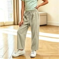 thumbnail image 2 of Loopsun Kids Girls Pants 5 to 16 Years Striped Drawstring High Waist Cargo Trousers, 2 of 5