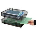 thumbnail image 6 of Mind Reader Stackable Paper Tray, Desktop Organizer, File Storage, Office, Metal Mesh, 2 Pieces, Black, 6 of 8