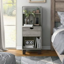 Furniture of America Armo 1-Drawer and 2-Shelf Wood Adult Nightstand, Vintage Gray Oak