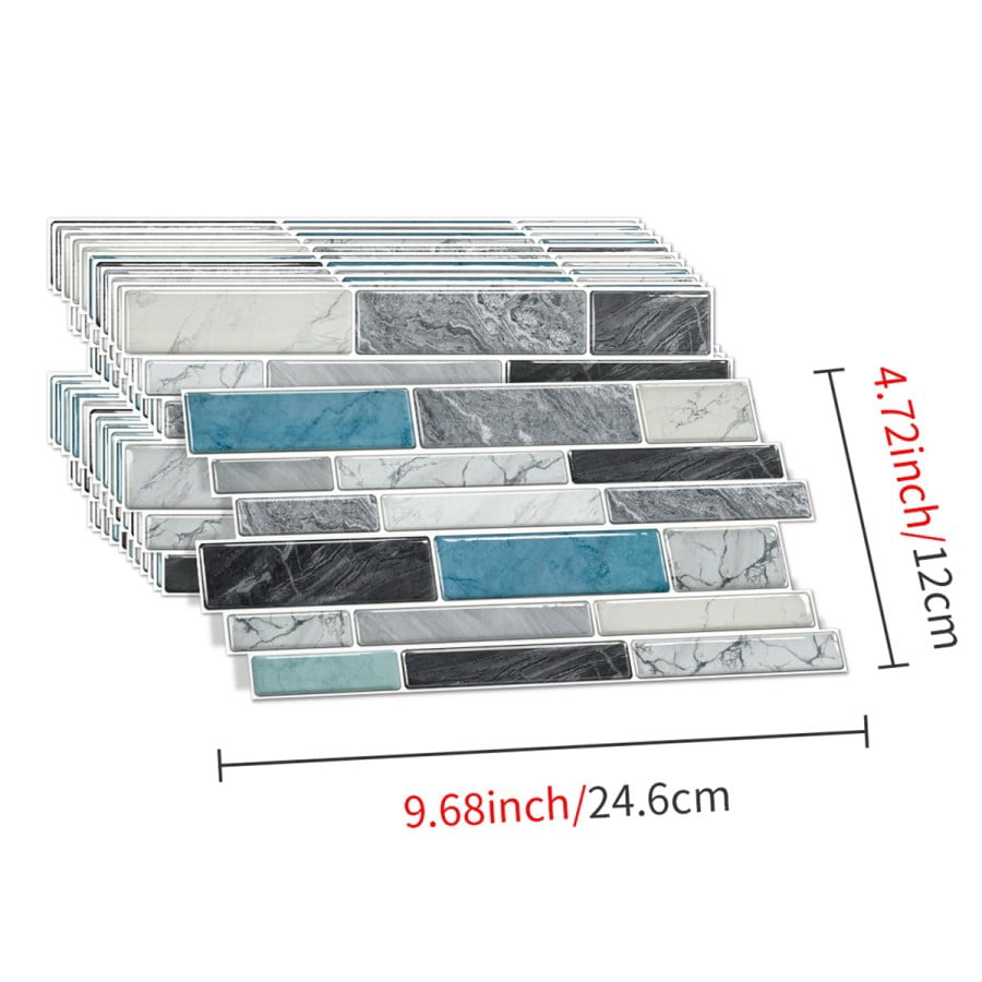 Peel and Stick Backsplash Wall Tiles,Self-Adhesive,Oil Proof,Waterproof, Removable Wall Panels for Kitchen & Bathroom,Modern Design, Easy Install (9.68x4.72 inch,48 Pack)