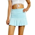 thumbnail image 1 of KOMOO Women Pleated Skirts Ruffle Solid Color Wave Mini Skirts Ruched High Waist A-line Skirts, 1 of 9