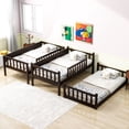 thumbnail image 3 of Leumius Twin over Twin over Twin Size Triple Bed Frame with Ladders and Guardrails,Detachable Bunk Bed for Boys Girls Espresso, 3 of 9