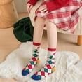 thumbnail image 5 of Voncos Christmas Socks for Women, Red Santa Claus Argyle Socks - 100% Cotton Mid-Calf Festive Holiday Socks, Cute Contrasting Toe Heel, One Size Fits Most, 5 of 5
