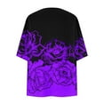thumbnail image 4 of UPPADA Women's 3/4 Sleeve Kimono Cardigan Floral Print Open Back Flowy Chiffon Shirts Loose Dressy Cover up Casual Blouse Tops Purple,XL, 4 of 5