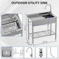 thumbnail image 4 of Utility Sink Free Standing Single Bowl Kitchen Sink,Stainless Steel Utility Sink with Cold and Hot Water Pipe,Commercial Kitchen Utility Sinks for a Laundry Room,Bathroom,Kitchen, Indoor & Outdoor, 4 of 7
