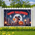 thumbnail image 2 of Orange Theme Halloween Banner Witch Hat Skull Decoration Fabric Material for Halloween Party Outdoor Decoration Indoor Decoration, 2 of 9