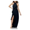 HALSTON Womens Navy Slitted Sleeveless Halter Full-Length Sheath Dress 8