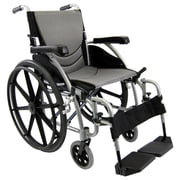 Karman S-115 Ergonomic Ultra Lightweight Manual Wheelchair with Swing Away Footrests and Mag Wheels in Pearl Silver, 18" Seat Width