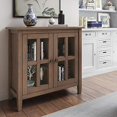 thumbnail image 1 of SIMPLIHOME Shaker Chaud en Bois Massif 32 Pouces de Large Armoire de Rangement Rustique Basse en Brun Vieilli Naturel Rustique, avec 2 Étagères Réglables, Porte en Verre Trempé, 1 of 5