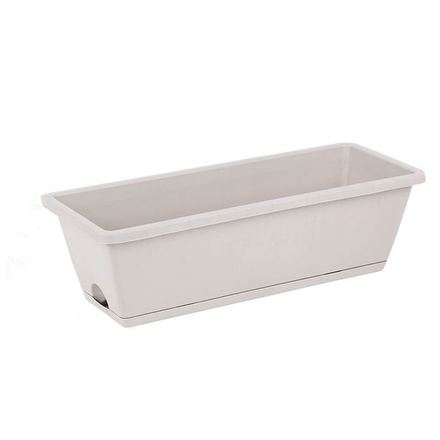 Nvzi 1 pieza de maceta de plástico gris claro gruesa y perezosa para plantar flores en el balcón, maceta grande rectangular de resina larga de 43 x 15 x 19 cm