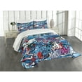 thumbnail image 3 of Ambesonne Colorful Quilted Bedspread Set 3 Pcs, Graffiti Street Art, Queen Size, Multicolor, 3 of 5