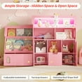 thumbnail image 3 of Vabches 61" Castle-Shaped Kids Bookshelf with Reading Nook & LED Lights, 8 Storage Cubbies Toy Storage Organizer with 2 Removable Drawers for Bedroom, Playroom, Classroom, 3 of 8