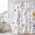 thumbnail image 6 of Purple Yellow Flowers Shower Curtain Set - Standard 72" x 72" Washable Bathtub Curtain with 12 Hooks, Spring Pastoral Botanical Floral Waterproof Fabric Stall Shower Curtains for Bathroom Décor, 6 of 6