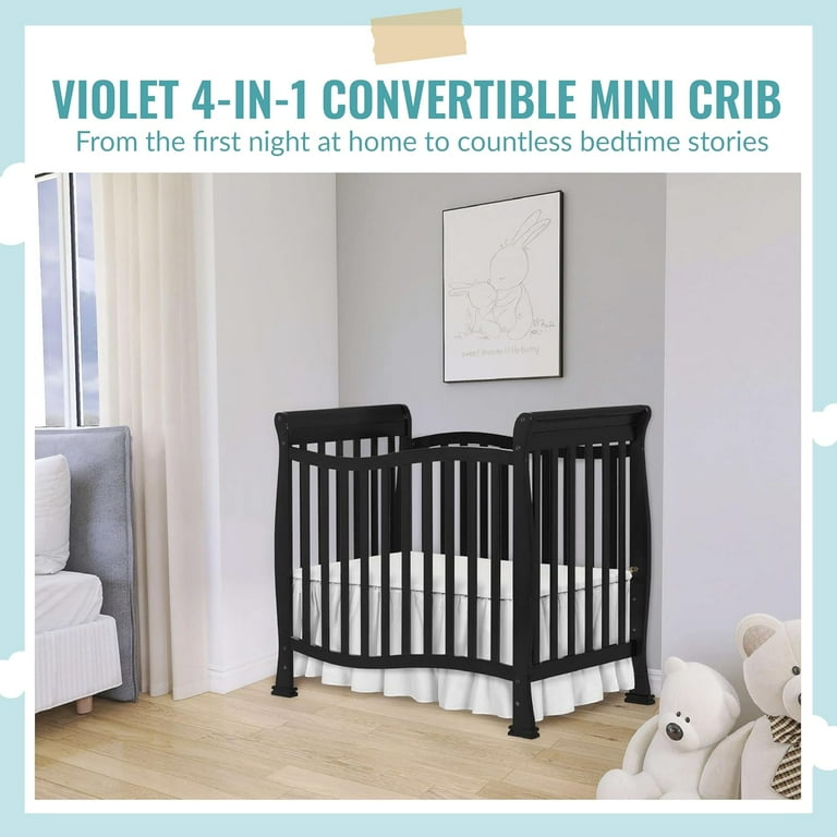 Dream On Me Violet 4 In 1 Convertible Mini Crib In Black