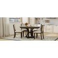 thumbnail image 6 of Lisonu 5-Piece Extendable Dining Set, Retro Round to Oval Kitchen Table with 4 Upholstered Chairs, Seats 4-6, Espresso, 6 of 26