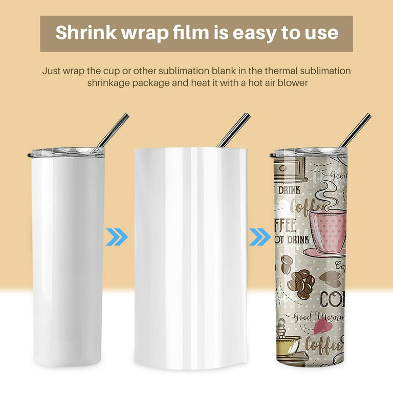 8x12 inch Sublimation Shrink Wrap Sleeves, 60 Pcs White Sublimation Shrink Wrap for Tumblers, Mugs, Cups and More, Size: 300