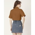 thumbnail image 2 of Moomaya Women Printed Short Sleeves Crop Shirt, Collared Neck Short Boxy Shirt Top, 2 of 8