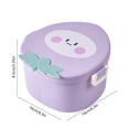 thumbnail image 3 of Linnome Cute Children's Peach Compartment Lunch Box Small Fresh Fruit Shaped Complementary Food Box Portable Picnic Bento Box in Purple, 3 of 6