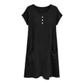 thumbnail image 6 of Bxsruta Women's Casual Short Sleeve Crew Neck Cotton Dress with Pockets Loose Fit Knee Length Loungewear for Daily Wear, 6 of 7