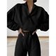thumbnail image 5 of Conjunto de Dos Piezas para Mujer: Sudadera de Forro con Media Cremallera y Pantalón Deportivo Holgado con Bolsillos Negro S, 5 of 7