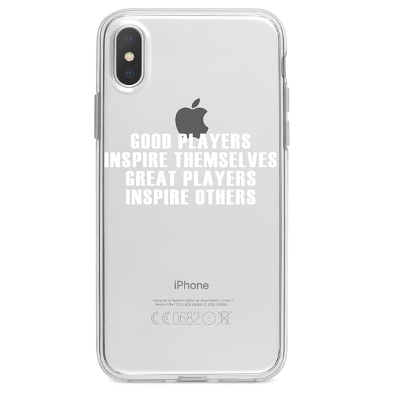 DistinctInk Clear Shockproof Hybrid Case for iPhone XR (6.1" Screen) - TPU Bumper Acrylic Back Tempered Glass Screen Protector - Great Players Inspire Others
