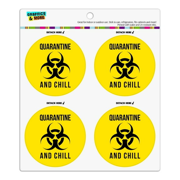 Biohazard Quarantine and Chill Refrigerator Fridge Locker Vinyl Circle Magnet Set