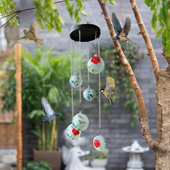 sruoe Hummingbird Feeder, Hanging Hummingbird Feeder Outdoor, Small Hummingbird Feeders, Ant Moat Perch Decor Bird Feeders for Garden Patio Window Backyard, Plastic