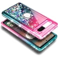 thumbnail image 5 of Nagebee Phone Case Compatible for Google Pixel 7a (2023) with Tempered Glass Screen Protector, Sparkle Glitter Flowing Liquid Waterfall [Ring Holder & Wrist Strap] Girls Women Cute (Pink/Aqua), 5 of 6