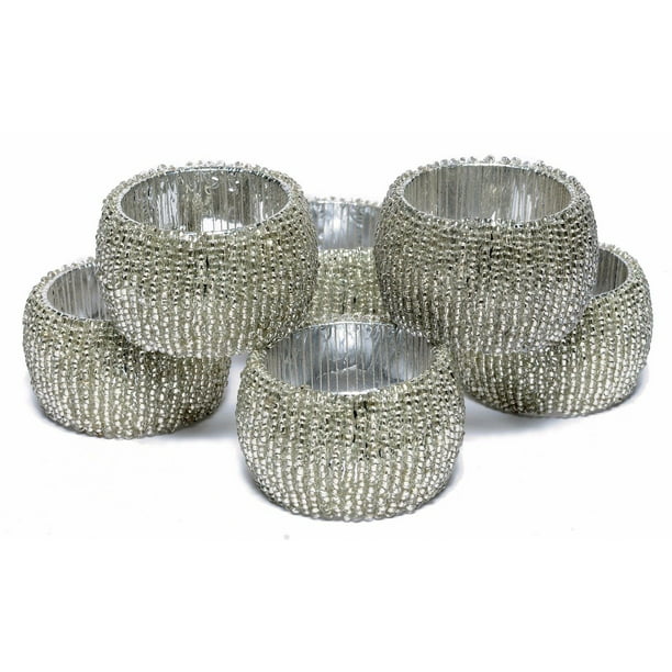 Handmade Beaded Home Decor Napkin Rings Silver Napkin Ring Holders Indian  Craft, Set of 12 - Walmart.com