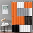 Bathroom Shower Curtain Orange Color Block Patchwork Waterproof Shower ...