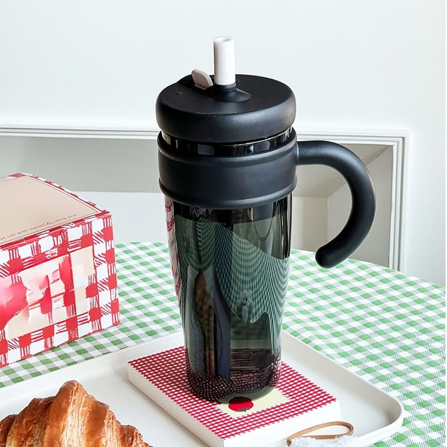 Scald Proof Water Cup, Heat Proof Plastic Straw Cup, Large Capacity Portable Water Cup, Drop Proof, Ice Bar Feature, Stylish Design, for Outdoor Travel, Hydration Solution, Reusable Drink Akmoler