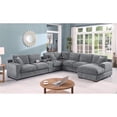 thumbnail image 6 of Pemberly Row Light Gray Sectional Right-Facing Chaise Cupholders Charging Ports, 6 of 13