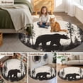 thumbnail image 6 of 5ft Washable Round Rug, Brown Bear Forest Silhouette Non-Slip Circle Area Rug for Living Room Bedroom, Retro Animal Tree Indoor Floor Mat for Home Decor, 6 of 9