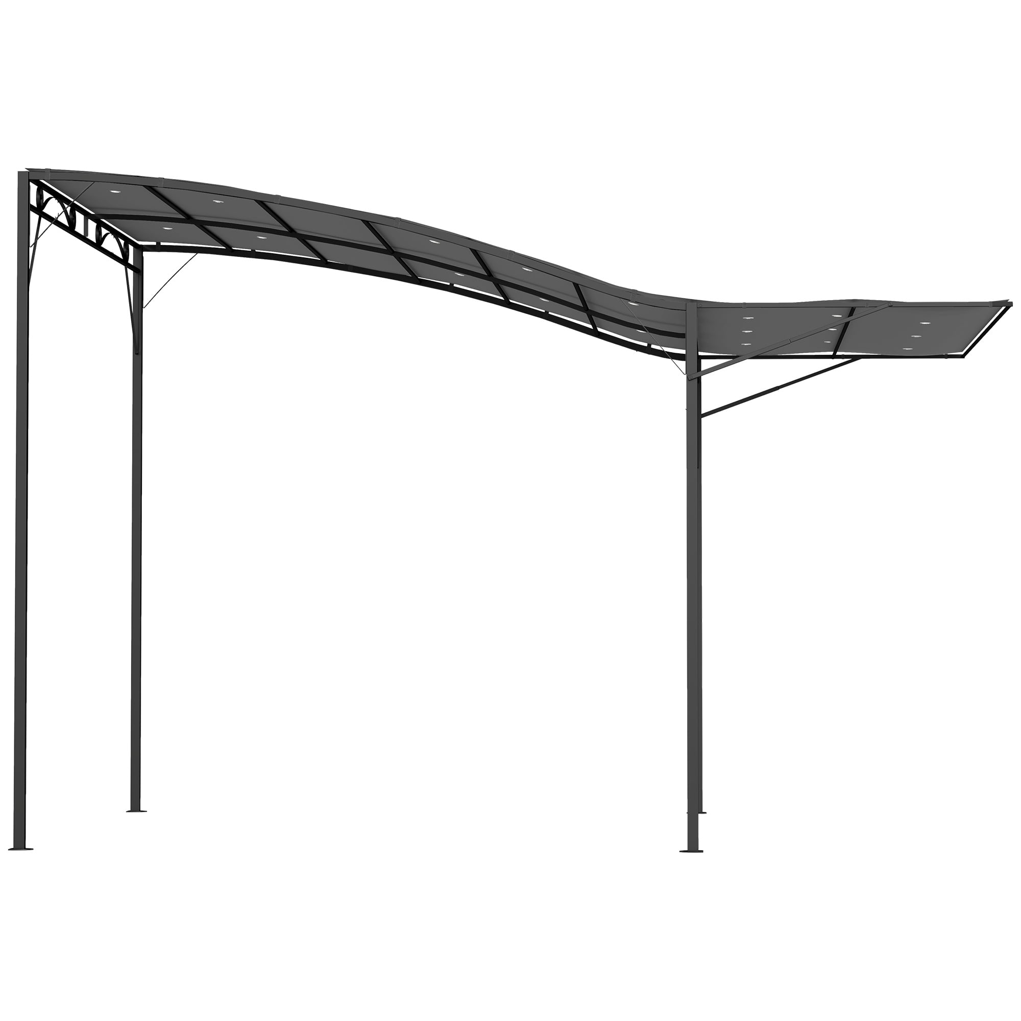 Outsunny 10' x 8' Outdoor Pergola and Patio Gazebo, Extendable Side Awning, Sun Shade Shelter for Garden, Camper, Deck, Doors and Windows, Dark Gray