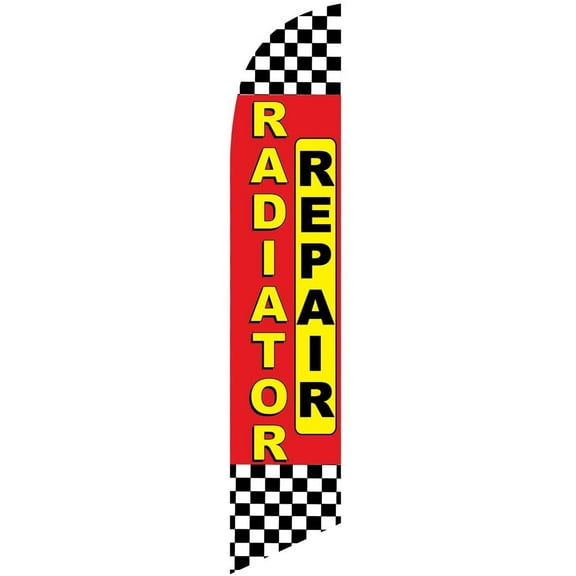 Radiator Repair checkered Feather Banner Swooper Flag -No Wind Required- Replacement FLAG ONLY