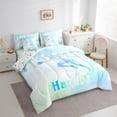 thumbnail image 3 of jejeloiu Handball Sport Theme 7 Pieces Bedding Comforter Set,Green Blue Ombre Full Bedding Set For Girls Kids Reversible, 3 of 8