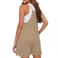 thumbnail image 3 of CQONEPT Womens Rompers for Summer Casual Loose Sleeveless Overalls Strap Jumpsuit Vacation Beach Outfits Khaki S, 3 of 6