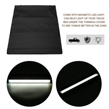 5.5Ft Roll Tonneau Cover For Ford F-150 2015-2017 Automobile Bed With Light