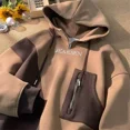 thumbnail image 5 of Sudaderas con capucha y media cremallera para hombre, estilo hip hop, overfit, otoño, ropa de calle cálida, ropa de hombre de alta calidad, con capucha, sencilla, de una pieza, 5 of 5