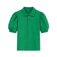 thumbnail image 3 of Cethrio Girls T Shirts, Casual Puff Sleeve School Collared Summer Tops Green Size 6, 3 of 6