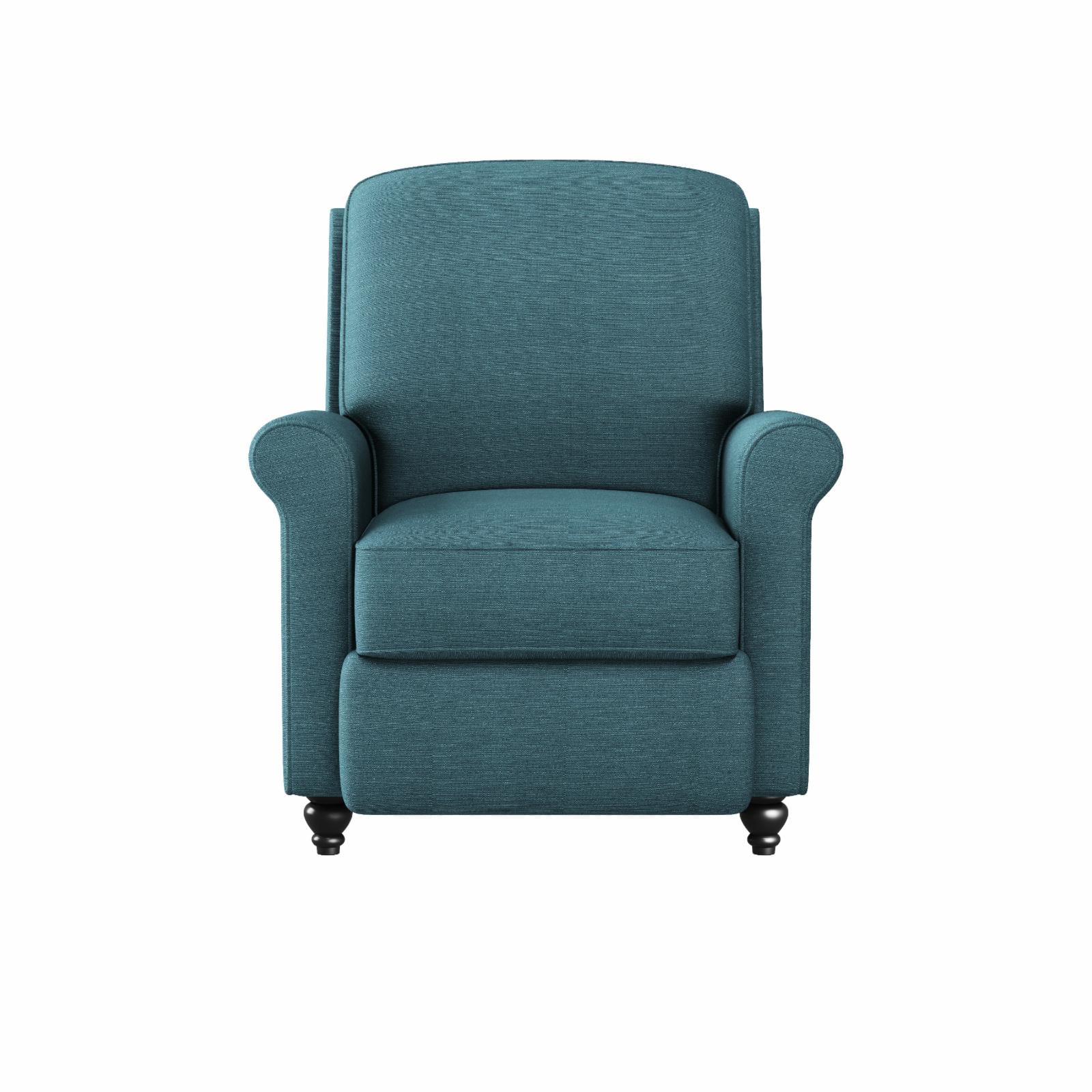 Homesvale Lincoln Push Back Recliner Chair, Caribbean Blue Linen, For Living Room or Bedroom