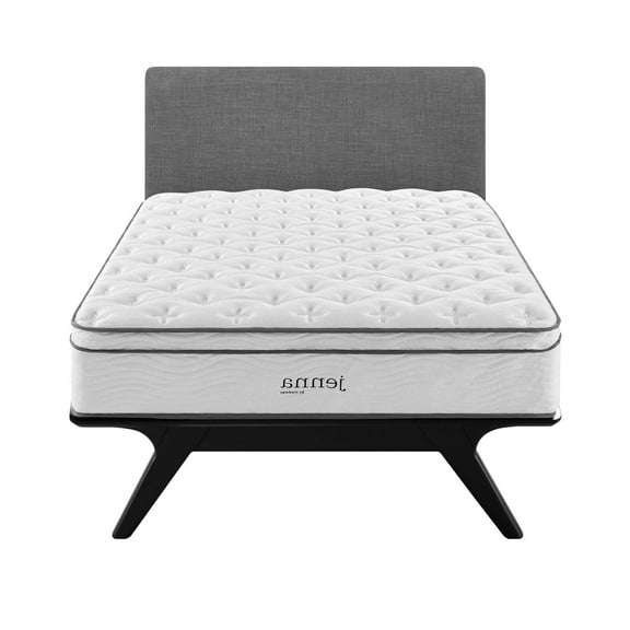 Modern Contemporary Urban Design Bedroom Full Size 14inch Mattress, Fabric, White
