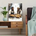 thumbnail image 5 of Qisvanset 12x16 Inch 2D Flat Framed Canvas Art, Bread and Fish Watercolor Jesus Feeds Minimalist Religious Home Wall Art, 5 of 5